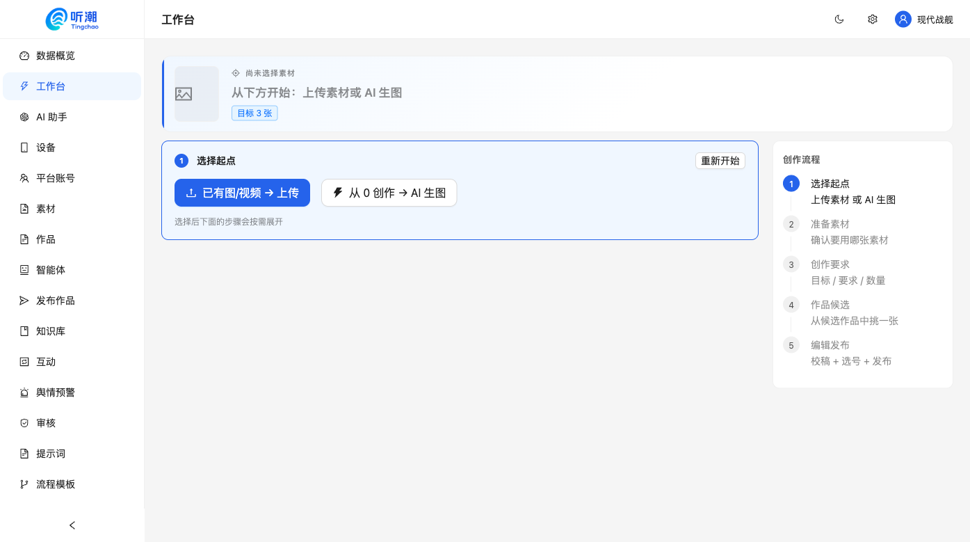 工作台：候选作品轮播预览
